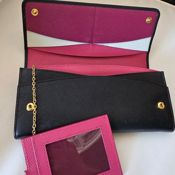 Prada Saffiano Wallet Black and Pink - Picture 13 of 16